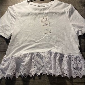 Zara Contrast Top - White NWT